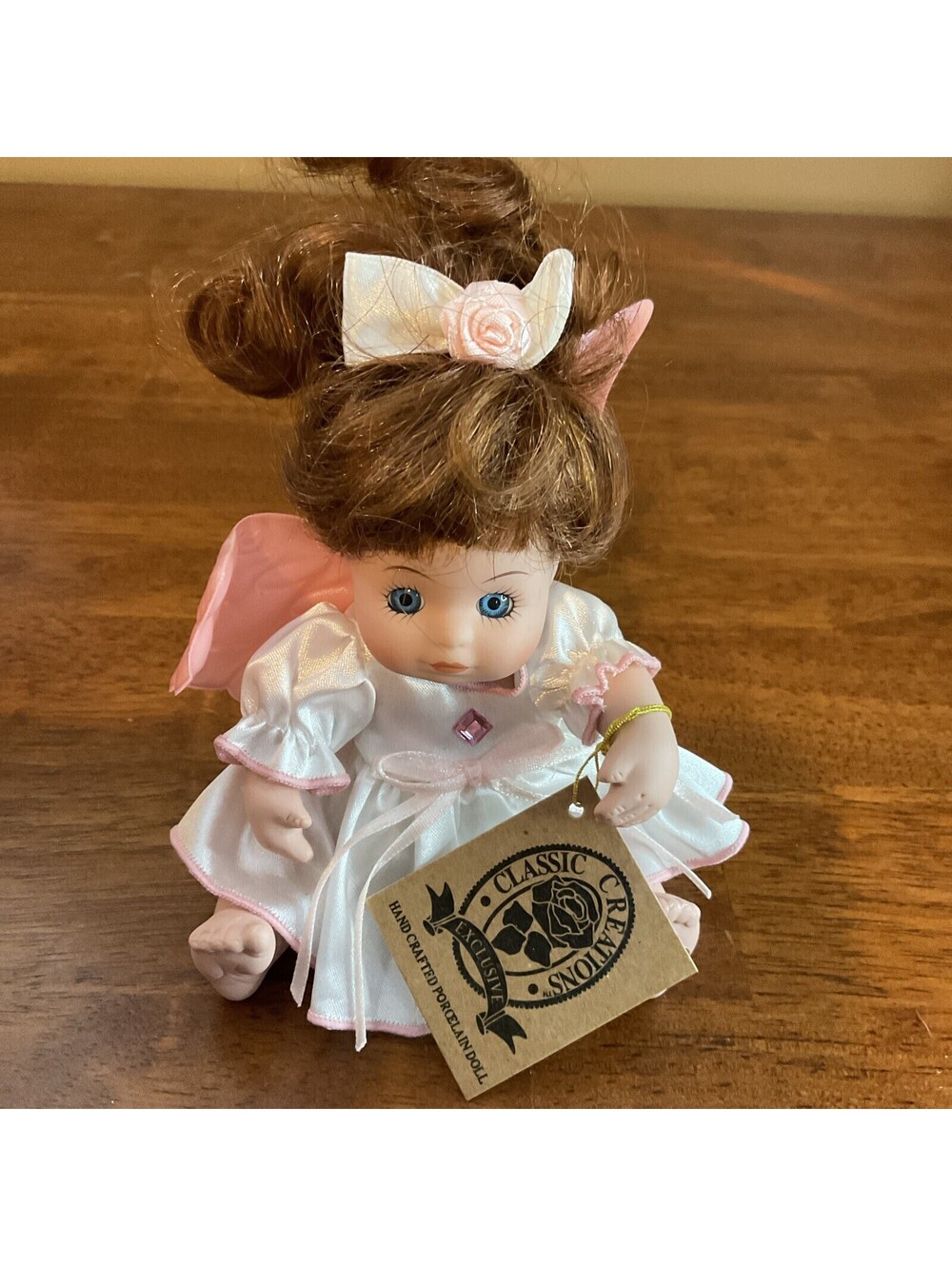 Classic Creations Porcelain Angel Doll October Birthstone Color 7"